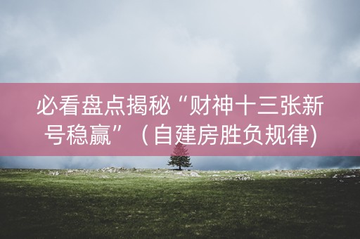必看盘点揭秘“财神十三张新号稳赢”（自建房胜负规律)
