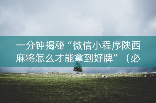一分钟揭秘“微信小程序陕西麻将怎么才能拿到好牌”（必赢神器辅助器)