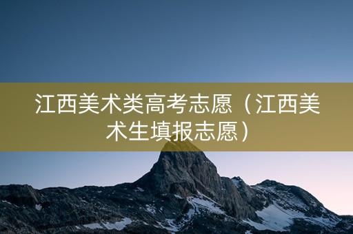 江西美术类高考志愿（江西美术生填报志愿）