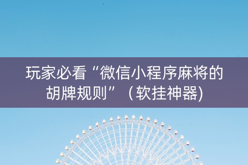 玩家必看“微信小程序麻将的胡牌规则”（软挂神器)
