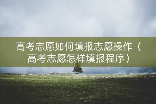 高考志愿如何填报志愿操作（高考志愿怎样填报程序）