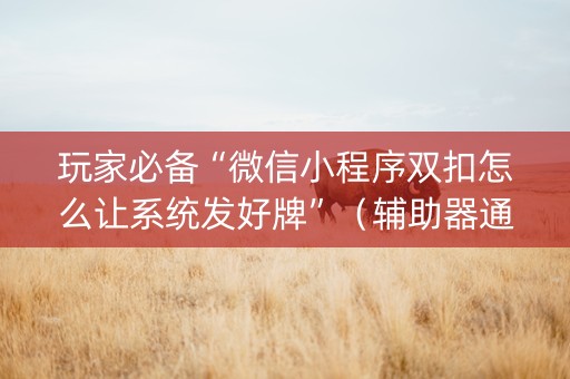 玩家必备“微信小程序双扣怎么让系统发好牌”（辅助器通用版)