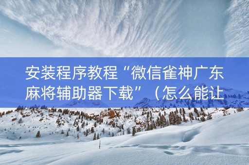 安装程序教程“微信雀神广东麻将辅助器下载”（怎么能让牌好一点)