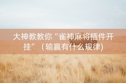大神教教你“雀神麻将插件开挂”（输赢有什么规律)