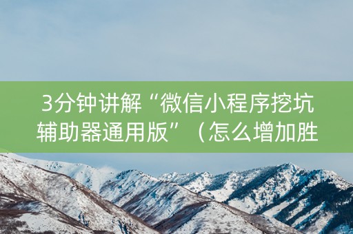 3分钟讲解“微信小程序挖坑辅助器通用版”（怎么增加胜率)