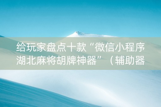 给玩家盘点十款“微信小程序湖北麻将胡牌神器”（辅助器插件)