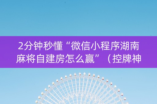 2分钟秒懂“微信小程序湖南麻将自建房怎么赢”（控牌神器)