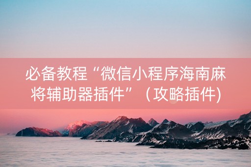 必备教程“微信小程序海南麻将辅助器插件”（攻略插件)
