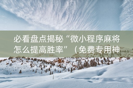 必看盘点揭秘“微小程序麻将怎么提高胜率”（免费专用神器)