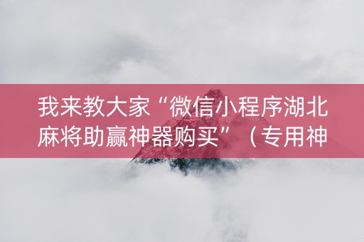 我来教大家“微信小程序湖北麻将助赢神器购买”（专用神器下载)