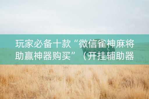 玩家必备十款“微信雀神麻将助赢神器购买”（开挂辅助器脚本)