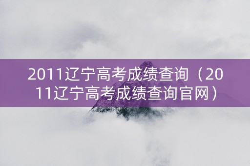 2011辽宁高考成绩查询（2011辽宁高考成绩查询官网）