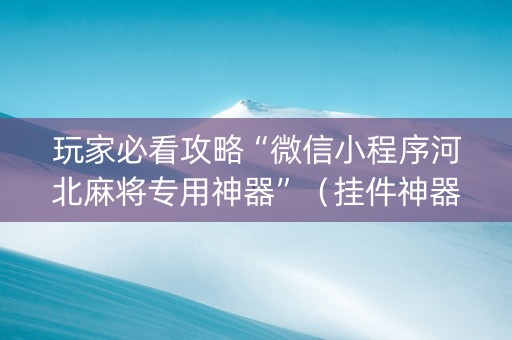 玩家必看攻略“微信小程序河北麻将专用神器”（挂件神器)