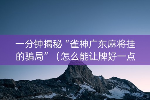 一分钟揭秘“雀神广东麻将挂的骗局”（怎么能让牌好一点)