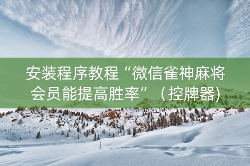 安装程序教程“微信雀神麻将会员能提高胜率”（控牌器)