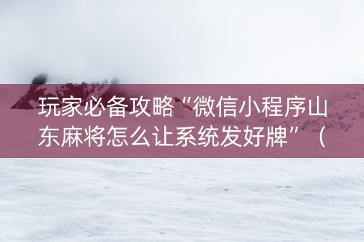 玩家必备攻略“微信小程序山东麻将怎么让系统发好牌”（开挂辅助脚本)
