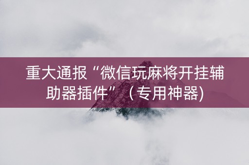 重大通报“微信玩麻将开挂辅助器插件”（专用神器)