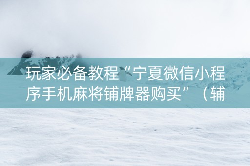 玩家必备教程“宁夏微信小程序手机麻将铺牌器购买”（辅助器下载)