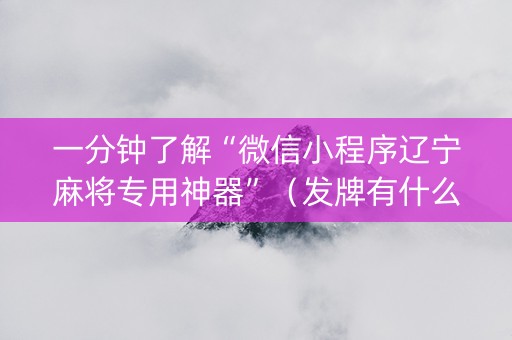 一分钟了解“微信小程序辽宁麻将专用神器”（发牌有什么规律吗)