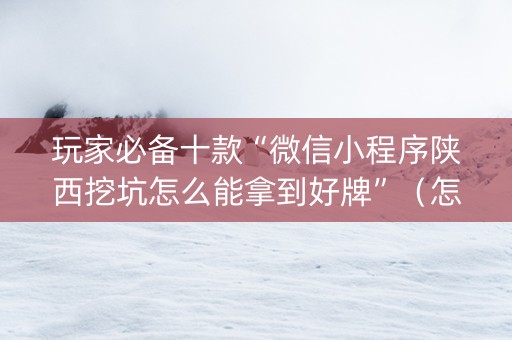 玩家必备十款“微信小程序陕西挖坑怎么能拿到好牌”（怎么调胜率)