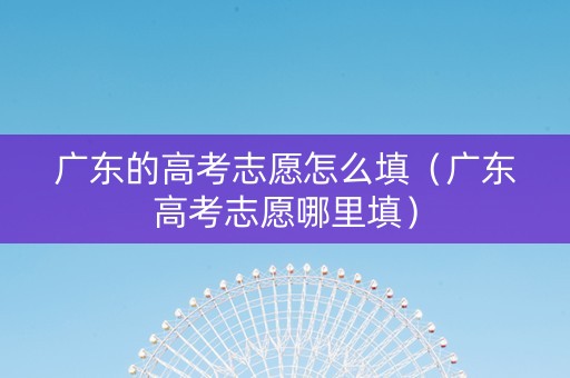 广东的高考志愿怎么填（广东高考志愿哪里填）