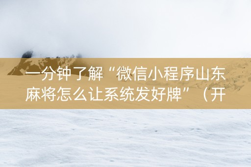 一分钟了解“微信小程序山东麻将怎么让系统发好牌”（开挂辅助器脚本)