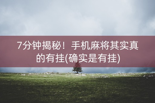 7分钟揭秘！手机麻将其实真的有挂(确实是有挂)