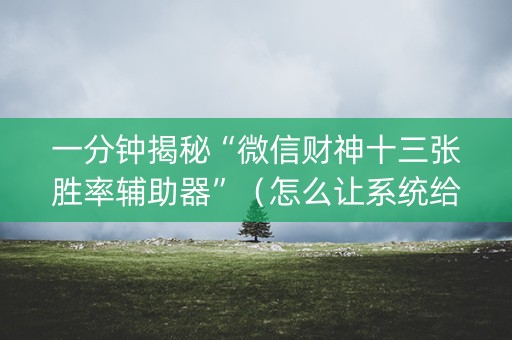 一分钟揭秘“微信财神十三张胜率辅助器”（怎么让系统给自己好牌)