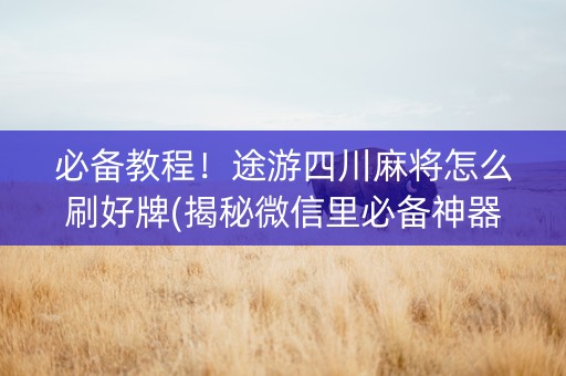 必备教程！途游四川麻将怎么刷好牌(揭秘微信里必备神器)