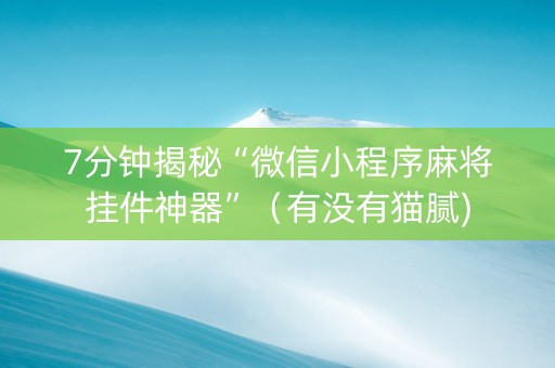 7分钟揭秘“微信小程序麻将挂件神器”（有没有猫腻)