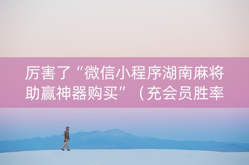 厉害了“微信小程序湖南麻将助赢神器购买”（充会员胜率高)