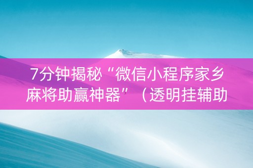 7分钟揭秘“微信小程序家乡麻将助赢神器”（透明挂辅助器)
