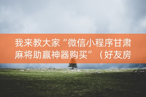 我来教大家“微信小程序甘肃麻将助赢神器购买”（好友房怎么才能赢)