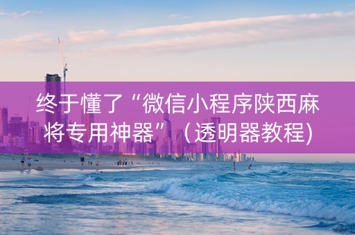 终于懂了“微信小程序陕西麻将专用神器”（透明器教程)