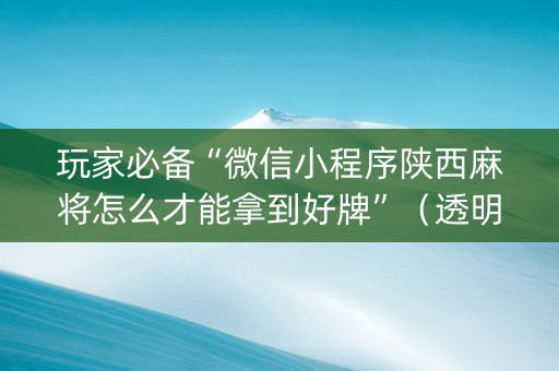 玩家必备“微信小程序陕西麻将怎么才能拿到好牌”（透明挂辅助器)