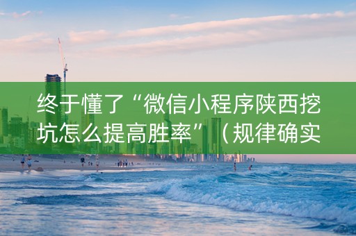 终于懂了“微信小程序陕西挖坑怎么提高胜率”（规律确实有挂)