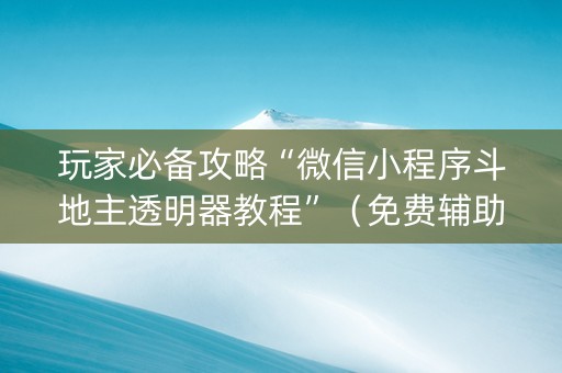 玩家必备攻略“微信小程序斗地主透明器教程”（免费辅助)