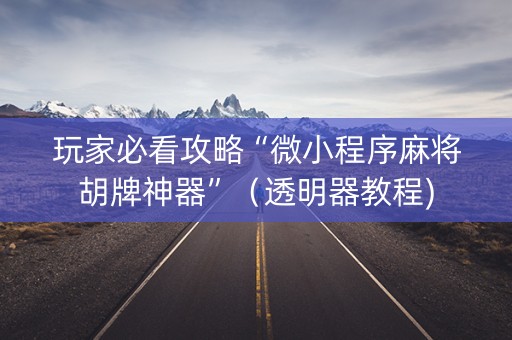 玩家必看攻略“微小程序麻将胡牌神器”（透明器教程)