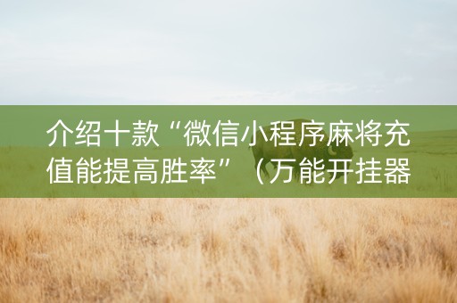 介绍十款“微信小程序麻将充值能提高胜率”（万能开挂器)