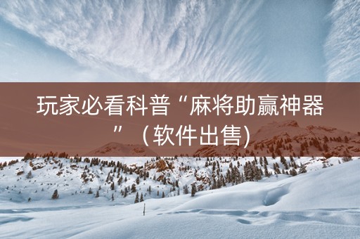 玩家必看科普“麻将助赢神器”（软件出售)