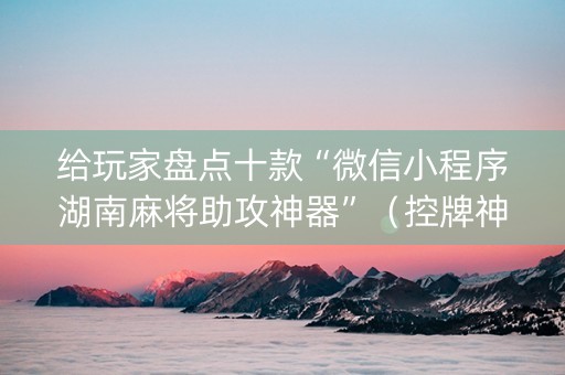 给玩家盘点十款“微信小程序湖南麻将助攻神器”（控牌神器)