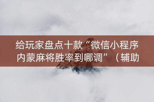 给玩家盘点十款“微信小程序内蒙麻将胜率到哪调”（辅助器下载)