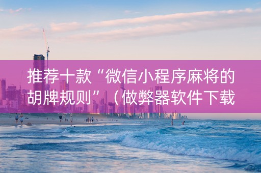 推荐十款“微信小程序麻将的胡牌规则”（做弊器软件下载)