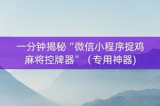 一分钟揭秘“微信小程序捉鸡麻将控牌器”（专用神器)