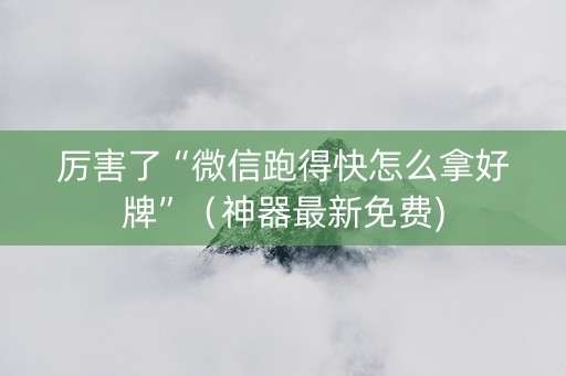 厉害了“微信跑得快怎么拿好牌”（神器最新免费)