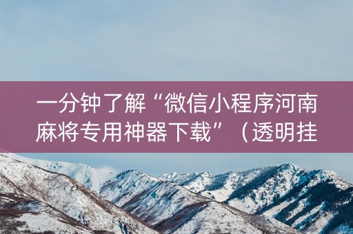 一分钟了解“微信小程序河南麻将专用神器下载”（透明挂辅助器)