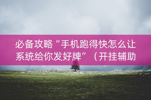 必备攻略“手机跑得快怎么让系统给你发好牌”（开挂辅助器脚本)