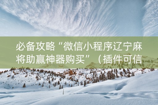 必备攻略“微信小程序辽宁麻将助赢神器购买”（插件可信吗)