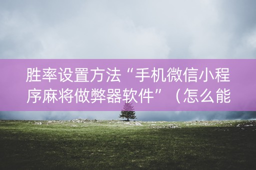 胜率设置方法“手机微信小程序麻将做弊器软件”（怎么能让牌好一点)