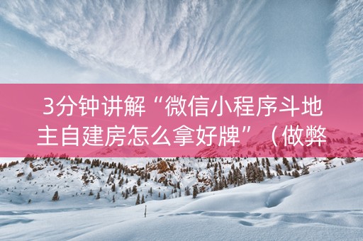 3分钟讲解“微信小程序斗地主自建房怎么拿好牌”（做弊器软件下载)